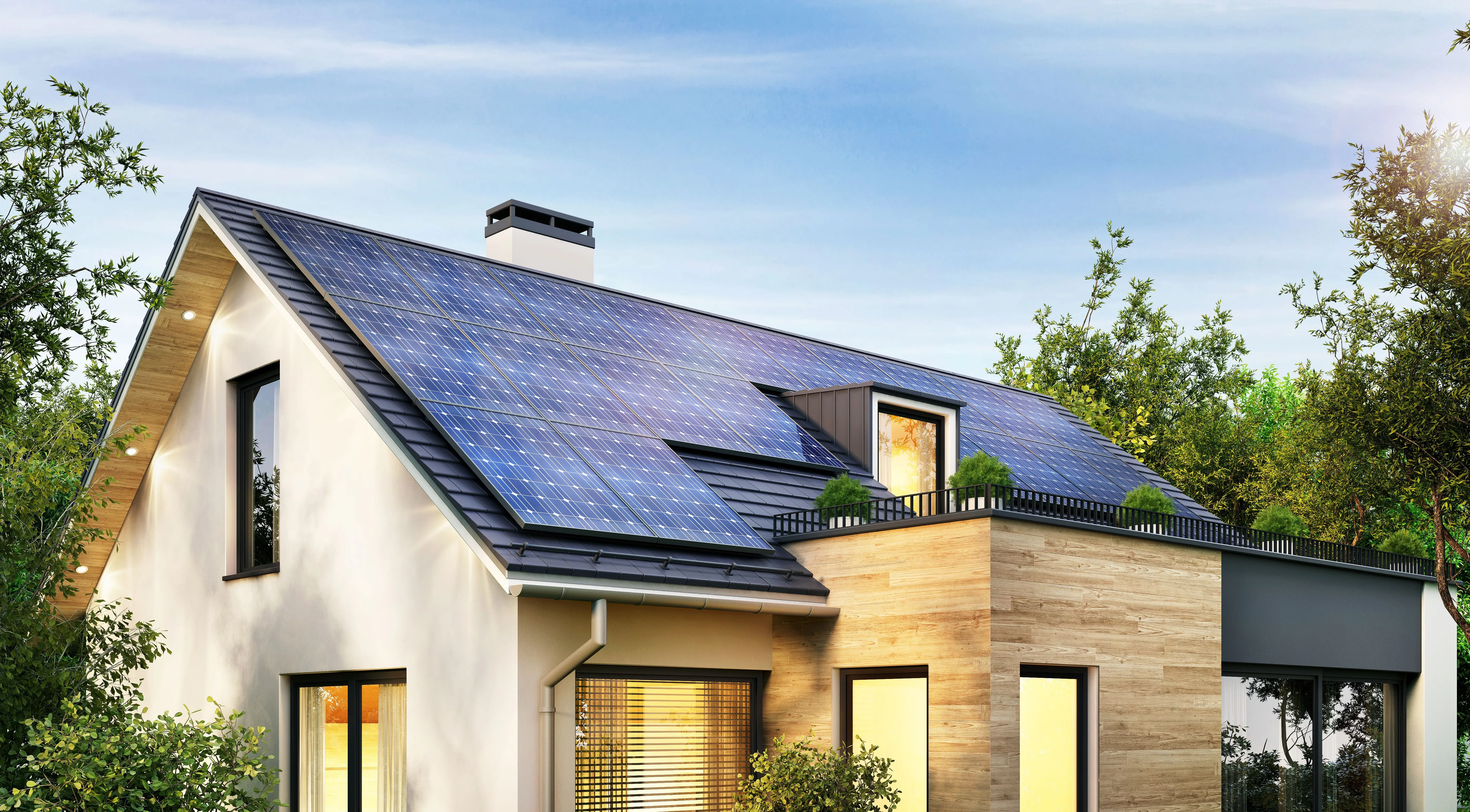 Haus mit Solarpanels