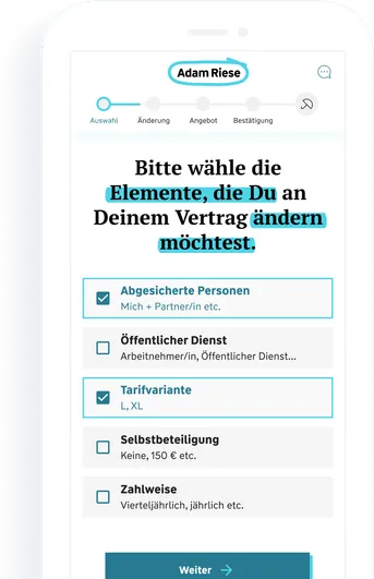 Eine Vorschau vom Kundenportal auf einem Smartphone-Bildschirm.