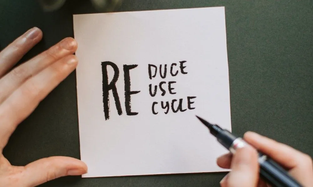 Post-it mit "Reduce, reuse, recycle"